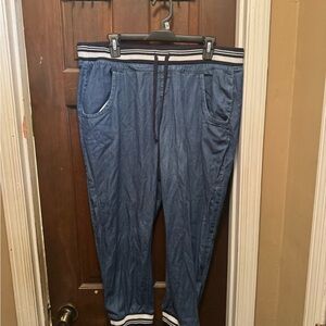 Women’s XL No Boundaries Blue Jogger Pants with White Stripes